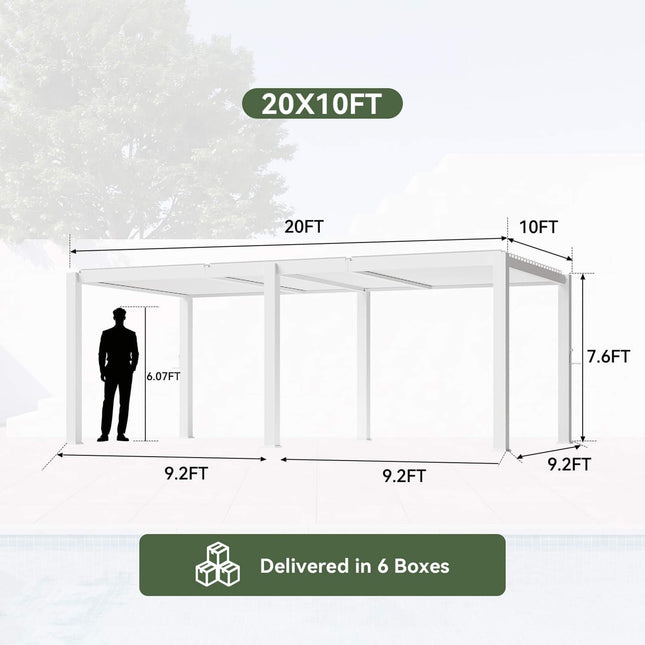 Alora Premium White Outdoor Metal Louvered Pergola With Drainage System (SAK87265) - Pergolas | Patioza