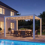 Alora Premium White Outdoor Metal Louvered Pergola With Drainage System (SAK87265) - Pergolas | Patioza