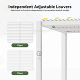 Alora Premium White Outdoor Metal Louvered Pergola With Drainage System (SAK87265) - Pergolas | Patioza