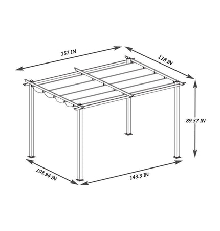 [10X13FT] Alora Premium Outdoor Patio Retractable Pergola With Canopy (SAK01864) - Pergolas | Patioza
