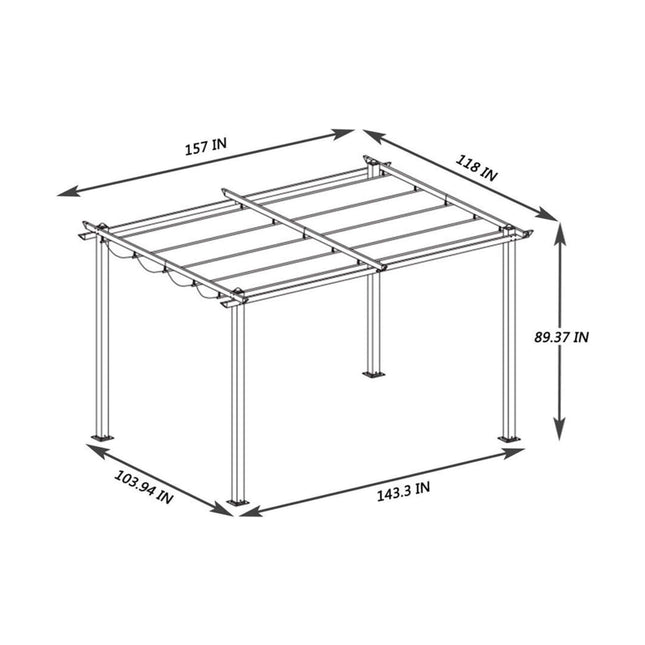 [10X13FT] Alora Premium Outdoor Patio Retractable Pergola With Canopy (SAK01864) - Pergolas | Patioza