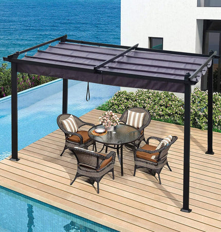 [10X13FT] Alora Premium Outdoor Patio Retractable Pergola With Canopy (SAK01864) - Pergolas | Patioza