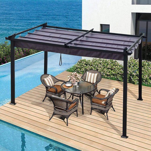 [10X13FT] Alora Premium Outdoor Patio Retractable Pergola With Canopy (SAK01864) - Pergolas | Patioza