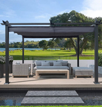 [10X13FT] Alora Premium Outdoor Patio Retractable Pergola With Canopy (SAK01864) - Pergolas | Patioza