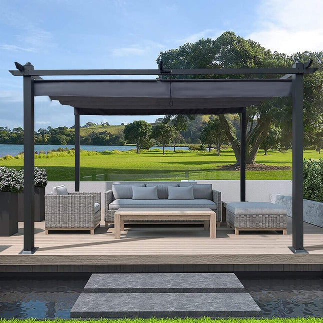 [10X13FT] Alora Premium Outdoor Patio Retractable Pergola With Canopy (SAK01864) - Pergolas | Patioza