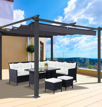 [10X13FT] Alora Premium Outdoor Patio Retractable Pergola With Canopy (SAK01864) - Pergolas | Patioza