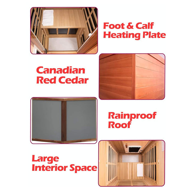 Thermora Xyra Premium 1-Person Outdoor Red Cedar Infrared Sauna with Low EMF, Chromotherapy, and Bluetooth - Infrared Saunas | Patioza