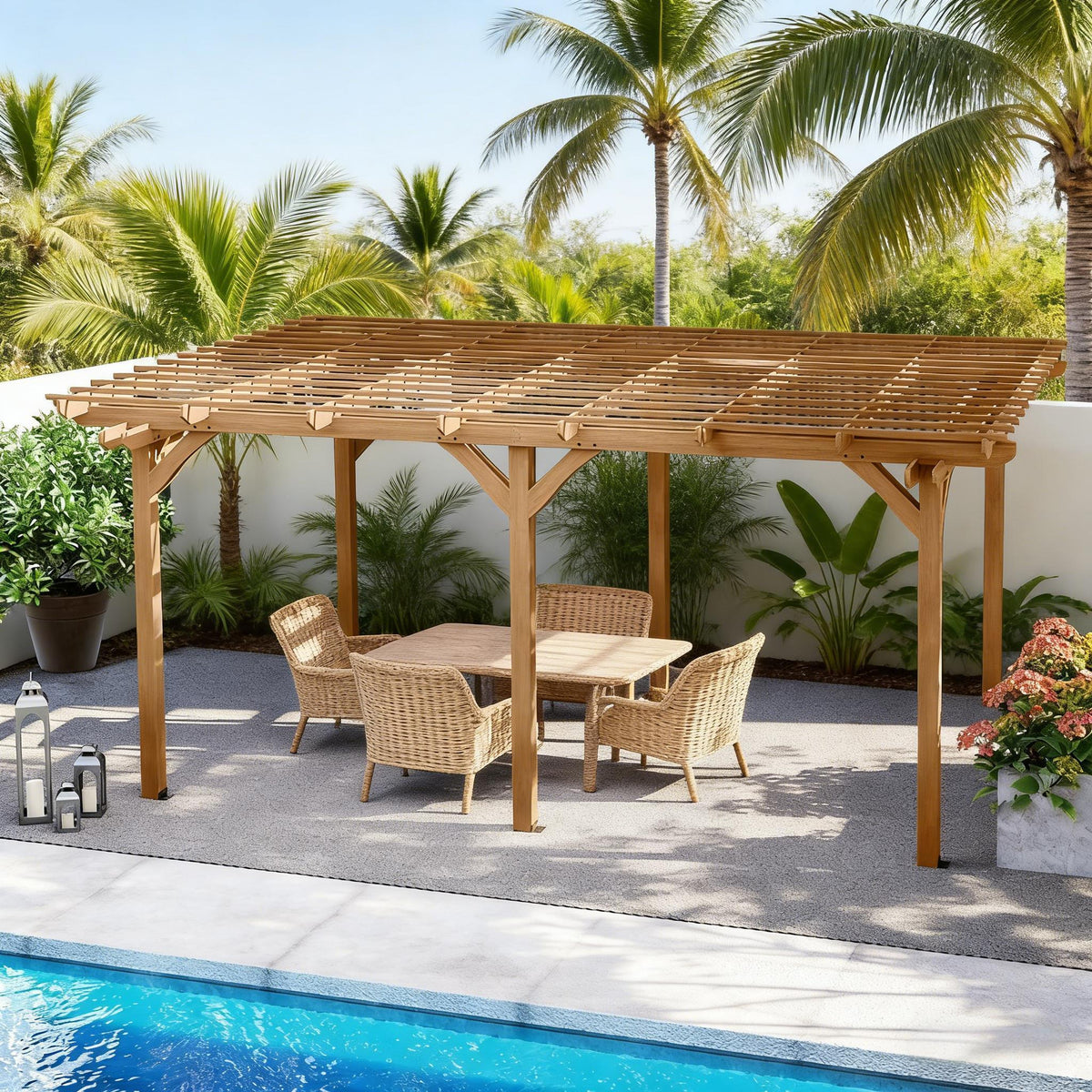 Alora 9x12 Ft. Premium Outdoor Wooden Grape Trellis Pergola - Canopies & Gazebos | Patioza