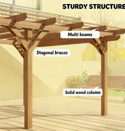 Alora 9x12 Ft. Premium Outdoor Wooden Grape Trellis Pergola