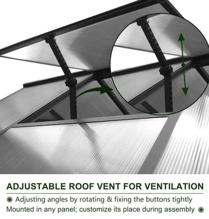 6x12 Ft. Premium Polycarbonate Walk-In Greenhouse Kit with Adjustable Vent and Lockable Door