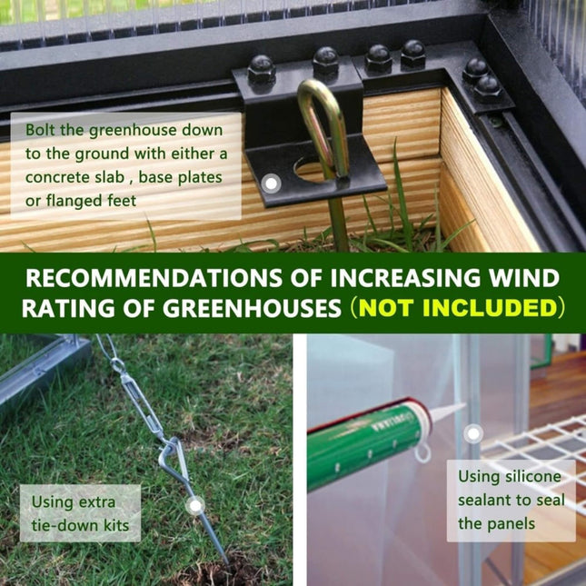 6x12 Ft. Premium Polycarbonate Walk-In Greenhouse Kit with Adjustable Vent and Lockable Door
