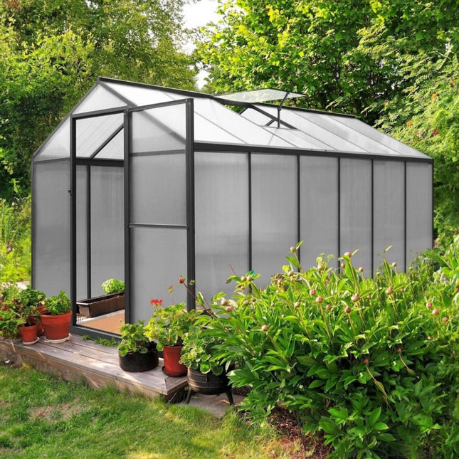 6x12 Ft. Premium Polycarbonate Walk-In Greenhouse Kit with Adjustable Vent and Lockable Door