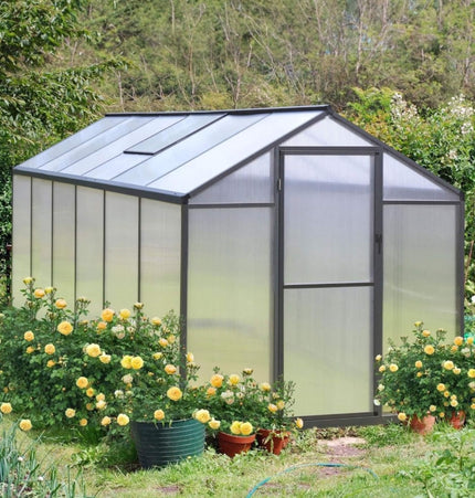 6x12 Ft. Premium Polycarbonate Walk-In Greenhouse Kit with Adjustable Vent and Lockable Door