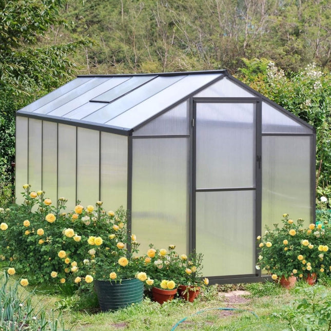 6x12 Ft. Premium Polycarbonate Walk-In Greenhouse Kit with Adjustable Vent and Lockable Door