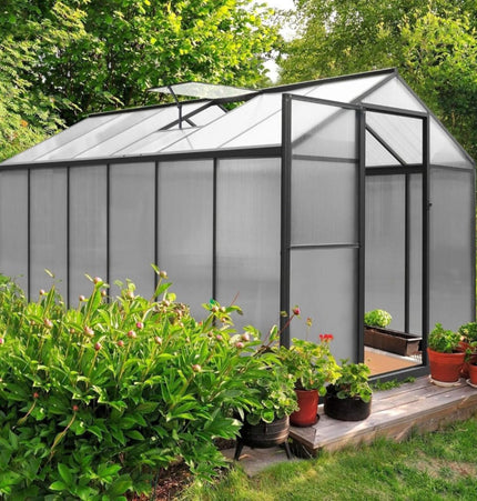 6x12 Ft. Premium Polycarbonate Walk-In Greenhouse Kit with Adjustable Vent and Lockable Door