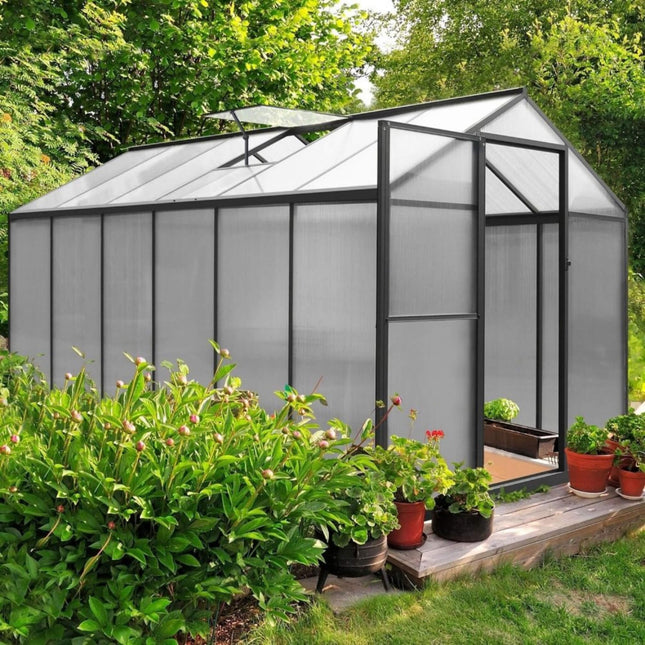 6x12 Ft. Premium Polycarbonate Walk-In Greenhouse Kit with Adjustable Vent and Lockable Door