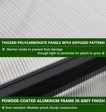 6x12 Ft. Premium Polycarbonate Walk-In Greenhouse Kit with Adjustable Vent and Lockable Door