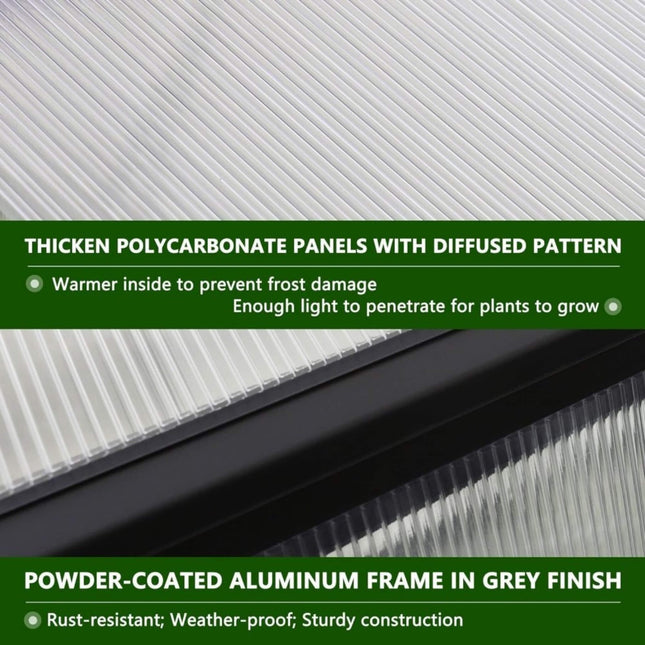 6x12 Ft. Premium Polycarbonate Walk-In Greenhouse Kit with Adjustable Vent and Lockable Door