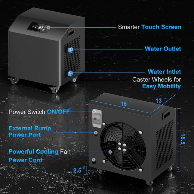FCP Premium XL 120 Gal Cold Plunge Tub Kit With 1HP Chiller, Filter, And Pump (SAK92632) - Chillers | Patioza