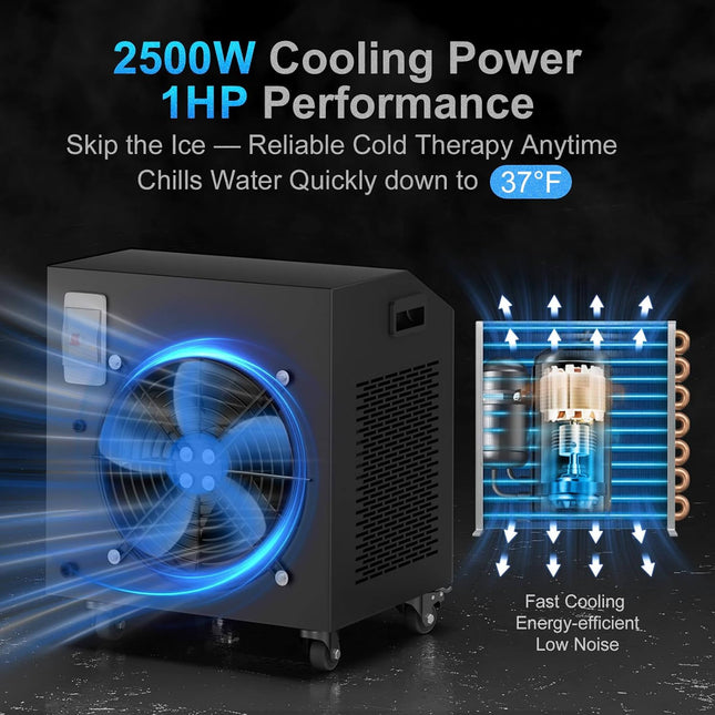 FCP Premium XL 120 Gal Cold Plunge Tub Kit With 1HP Chiller, Filter, And Pump (SAK92632) - Chillers | Patioza