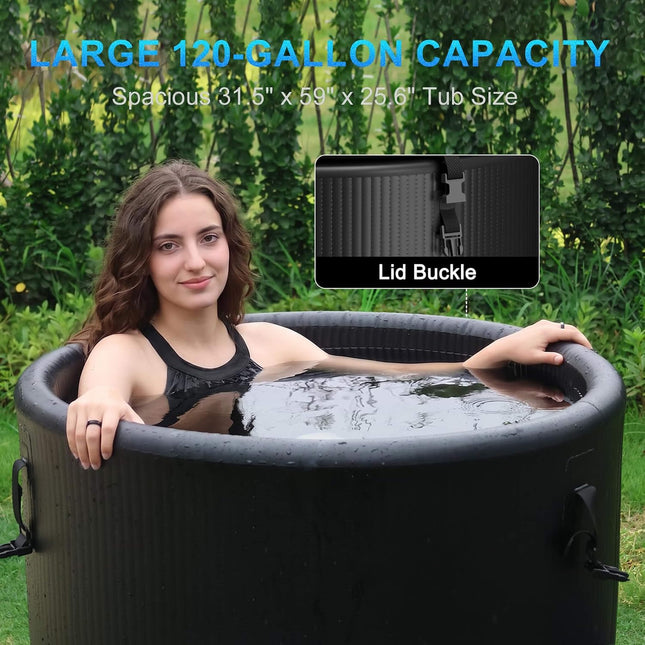 FCP Premium XL 120 Gal Cold Plunge Tub Kit With 1HP Chiller, Filter, And Pump (SAK92632) - Chillers | Patioza