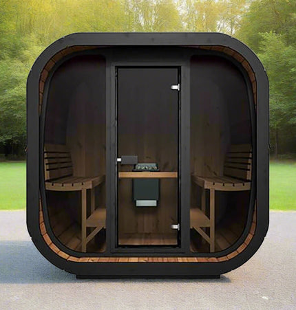 SaunaLife Model CL7G 6 - Person Cube - Series Luxury Wooden Outdoor Home Sauna Kit [SL - MODELCL7G] (SAK95274) - Outdoor Saunas | Patioza