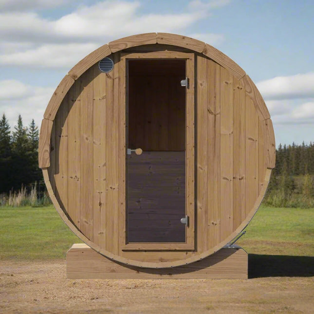 SaunaLife Model E8W Ergo Series 6 - Person Outdoor Thermo - Spruce Sauna Barrel [SL - MODELE8W] (SAK92573) - Outdoor Saunas | Patioza