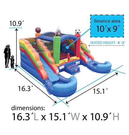 16FT Sports Castle Bounce House With Double Water Slides (SAK17635) - Inflatable Bouncers | Patioza