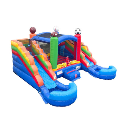 16FT Sports Castle Bounce House With Double Water Slides (SAK17635) - Inflatable Bouncers | Patioza