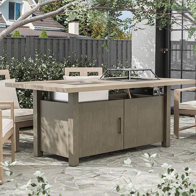 Bordeaux - Dining Table w/ Fire Pit & Cooler - Outdoor Sets | Patioza