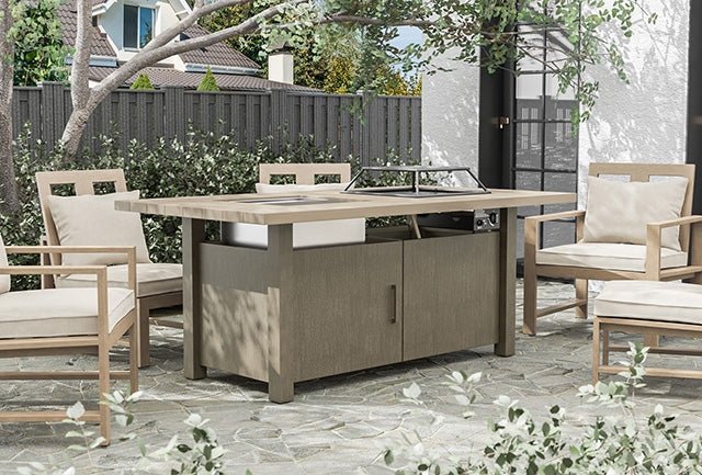 Bordeaux - Dining Table w/ Fire Pit & Cooler - Outdoor Sets | Patioza
