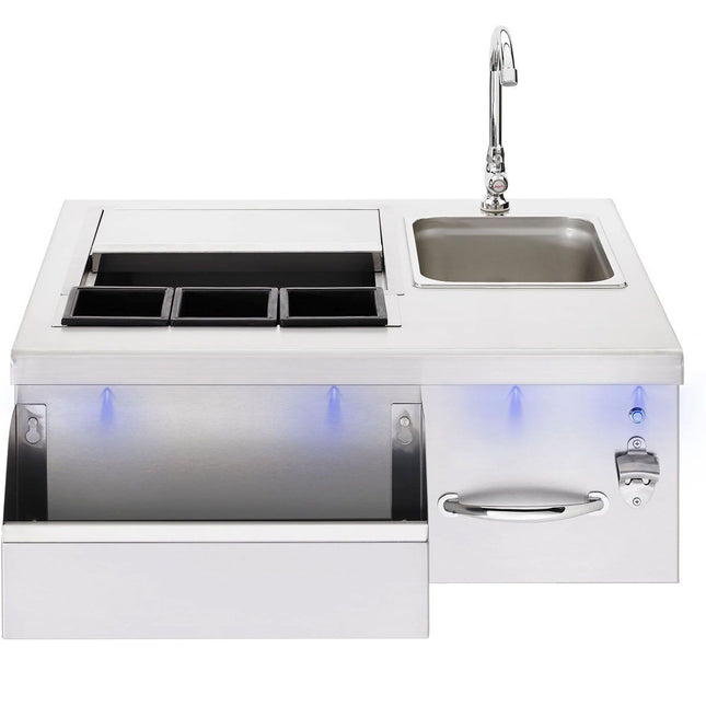 Summerset 30-Inch Beverage & Prep Station with LED Lights - Sink | Patioza