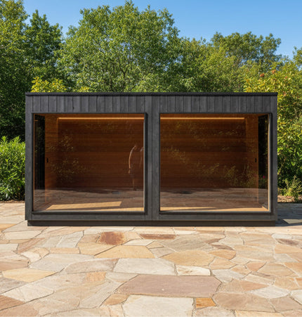 ThermaSol Nordic Misty XL Lounge 2 - Entrance Outdoor Sauna Cabin [Made - To - Order] (SAK72368) - Saunas | Patioza