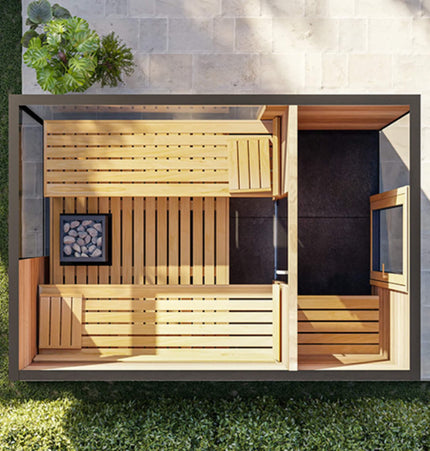 ThermaSol Ombra Fully - Assembled 5 - Person Outdoor Sauna Cabin [Made - To - Order] [14 - OMBRA] (SAK63017) - Saunas | Patioza