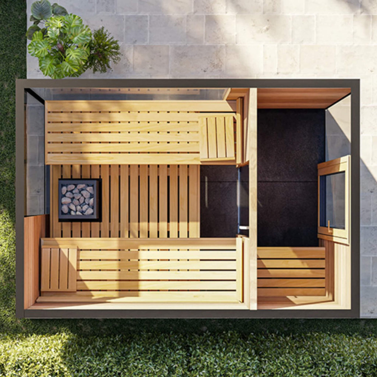 ThermaSol Ombra Fully - Assembled 5 - Person Outdoor Sauna Cabin [Made - To - Order] [14 - OMBRA] (SAK63017) - Saunas | Patioza
