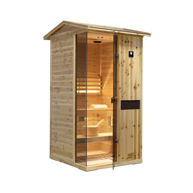 Thermora Nova 1 - Person Outdoor Weather - Resistant Traditional Wooden Steam Sauna Room (SAK71642) - Outdoor Saunas | Patioza