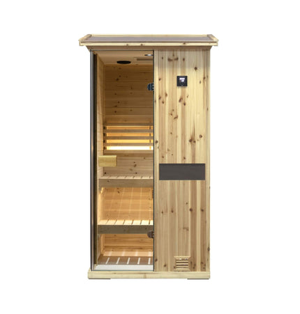 Thermora Nova 1 - Person Outdoor Weather - Resistant Traditional Wooden Steam Sauna Room (SAK71642) - Outdoor Saunas | Patioza