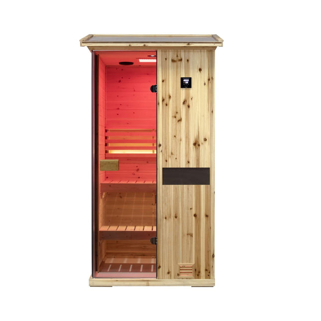 Thermora Nova 1 - Person Outdoor Weather - Resistant Traditional Wooden Steam Sauna Room (SAK71642) - Outdoor Saunas | Patioza