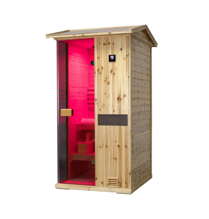 Thermora Nova 1 - Person Outdoor Weather - Resistant Traditional Wooden Steam Sauna Room (SAK71642) - Outdoor Saunas | Patioza