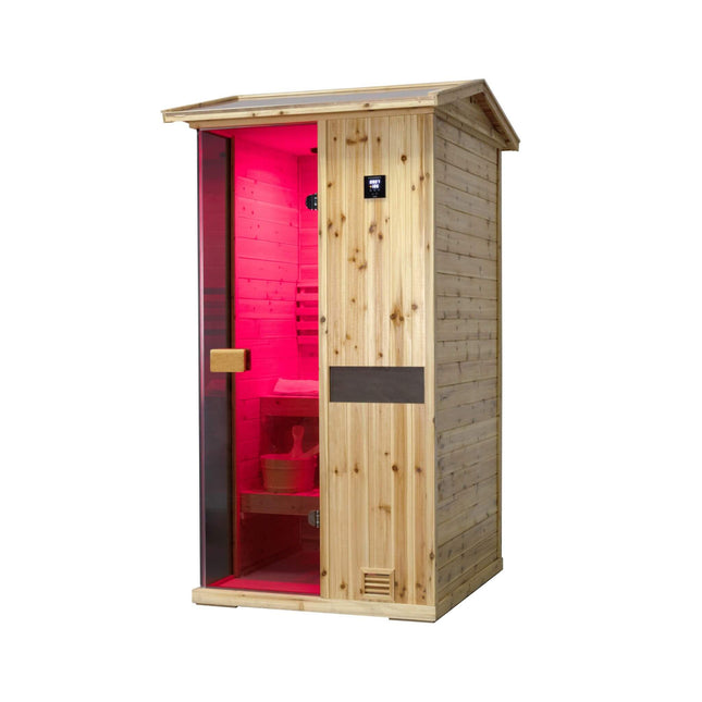 Thermora Nova 1 - Person Outdoor Weather - Resistant Traditional Wooden Steam Sauna Room (SAK71642) - Outdoor Saunas | Patioza