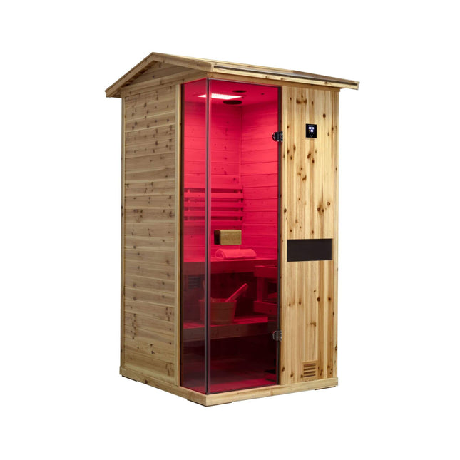 Thermora Nova 1 - Person Outdoor Weather - Resistant Traditional Wooden Steam Sauna Room (SAK71642) - Outdoor Saunas | Patioza