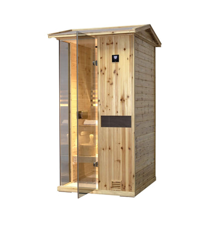 Thermora Nova 1 - Person Outdoor Weather - Resistant Traditional Wooden Steam Sauna Room (SAK71642) - Outdoor Saunas | Patioza