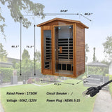 Thermora Ignis 2-Person Ultra-Low EMF Mahogany Outdoor Infrared Sauna with Bluetooth Speakers - Infrared Saunas | Patioza
