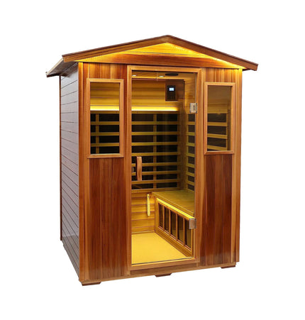 Thermora Kairo 4 - Person Outdoor Infrared Hemlock Sauna With Tempered Glass Door (SAK82140) - Outdoor Saunas | Patioza