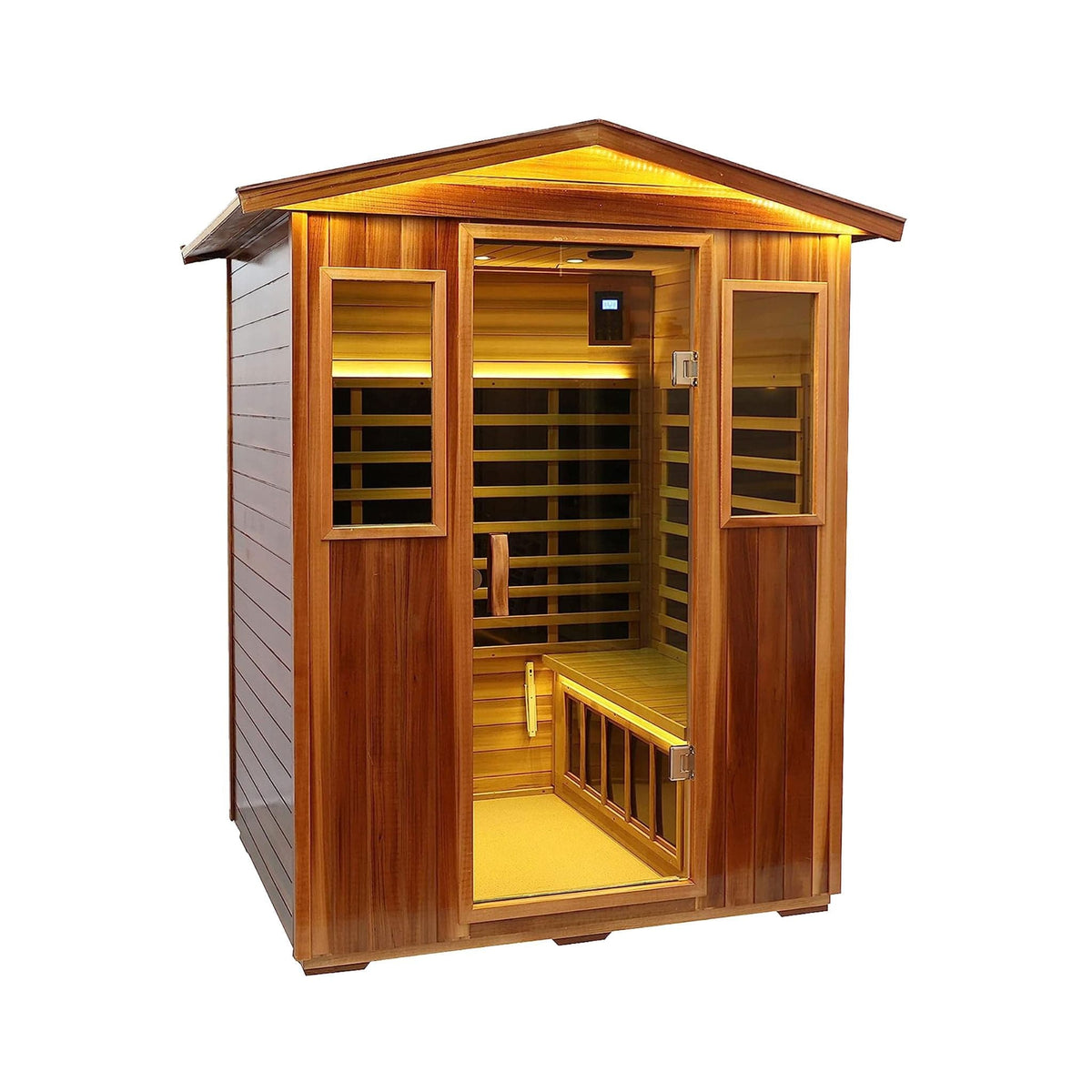 Thermora Kairo 4 - Person Outdoor Infrared Hemlock Sauna With Tempered Glass Door (SAK82140) - Outdoor Saunas | Patioza