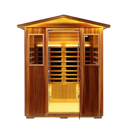 Thermora Kairo 4 - Person Outdoor Infrared Hemlock Sauna With Tempered Glass Door (SAK82140) - Outdoor Saunas | Patioza