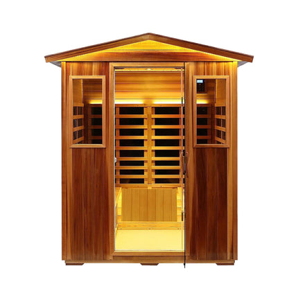 Thermora Kairo 4 - Person Outdoor Infrared Hemlock Sauna With Tempered Glass Door (SAK82140) - Outdoor Saunas | Patioza