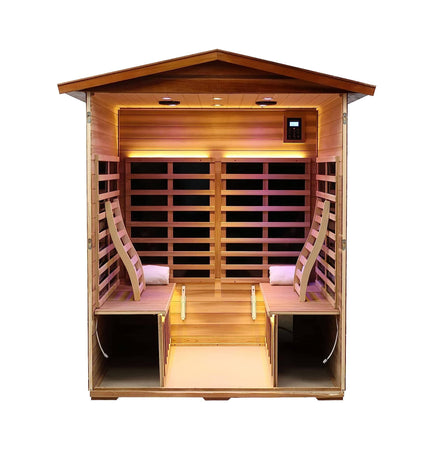 Thermora Kairo 4 - Person Outdoor Infrared Hemlock Sauna With Tempered Glass Door (SAK82140) - Outdoor Saunas | Patioza