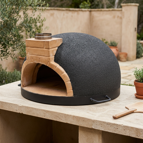 Tonío pizza oven in a natural outdoor patio setting