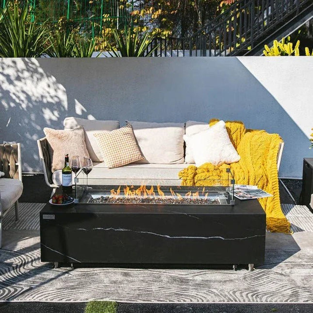 Elementi Plus - Varna Marble Porcelain Fire Table 60" - Fire Table | Patioza